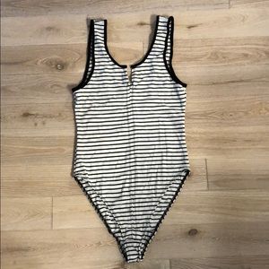 New! Out from Under striped v neck bodysuit.